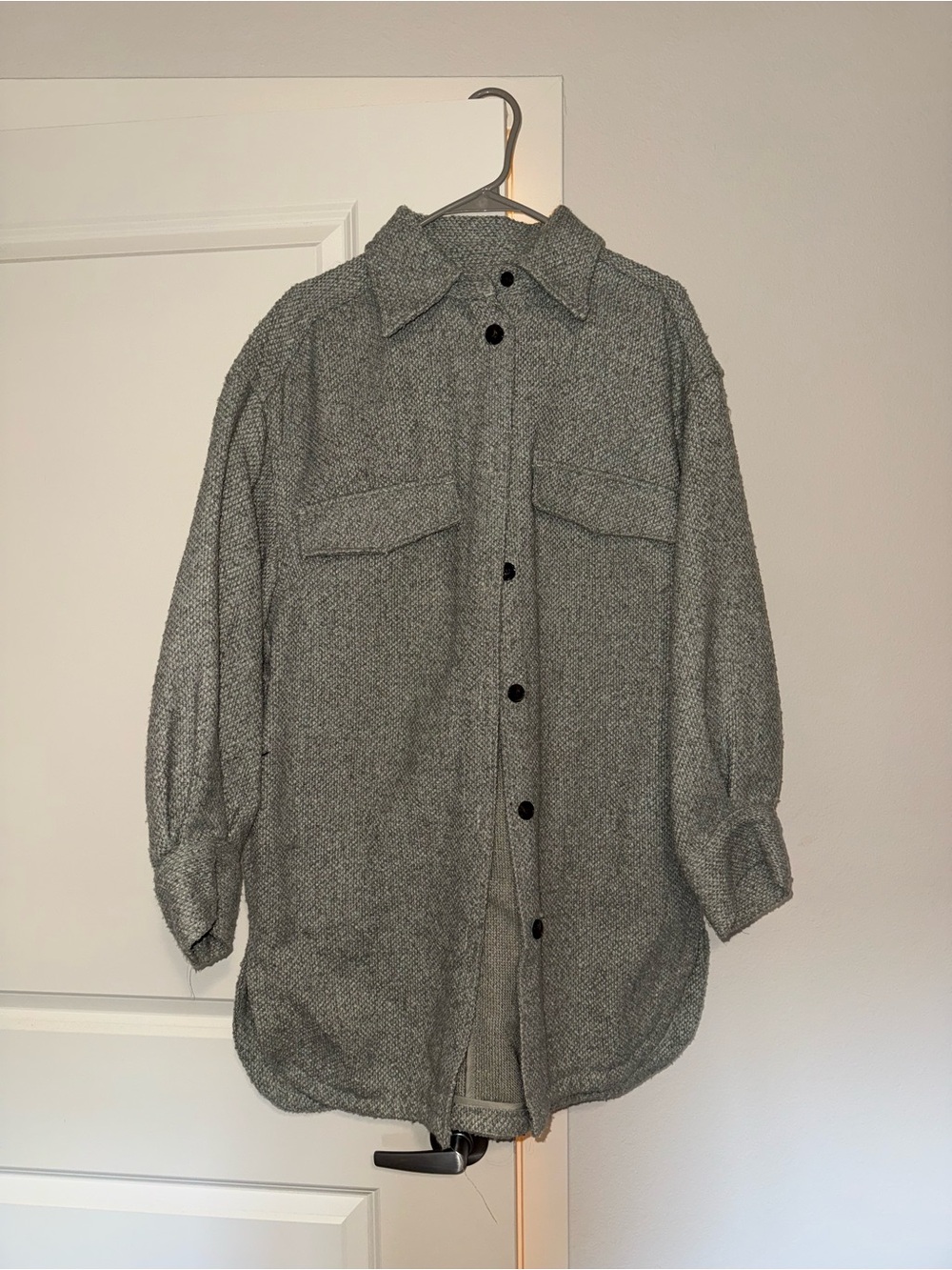 Quail Blue Button-Up Shacket Jacket